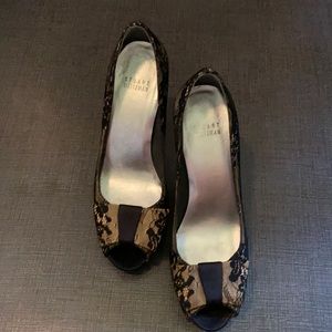 Stuart Weitzman lace peep toe heels